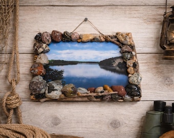 Great Lakes Rock Frame With Petoskey Stones and Other Fossils
