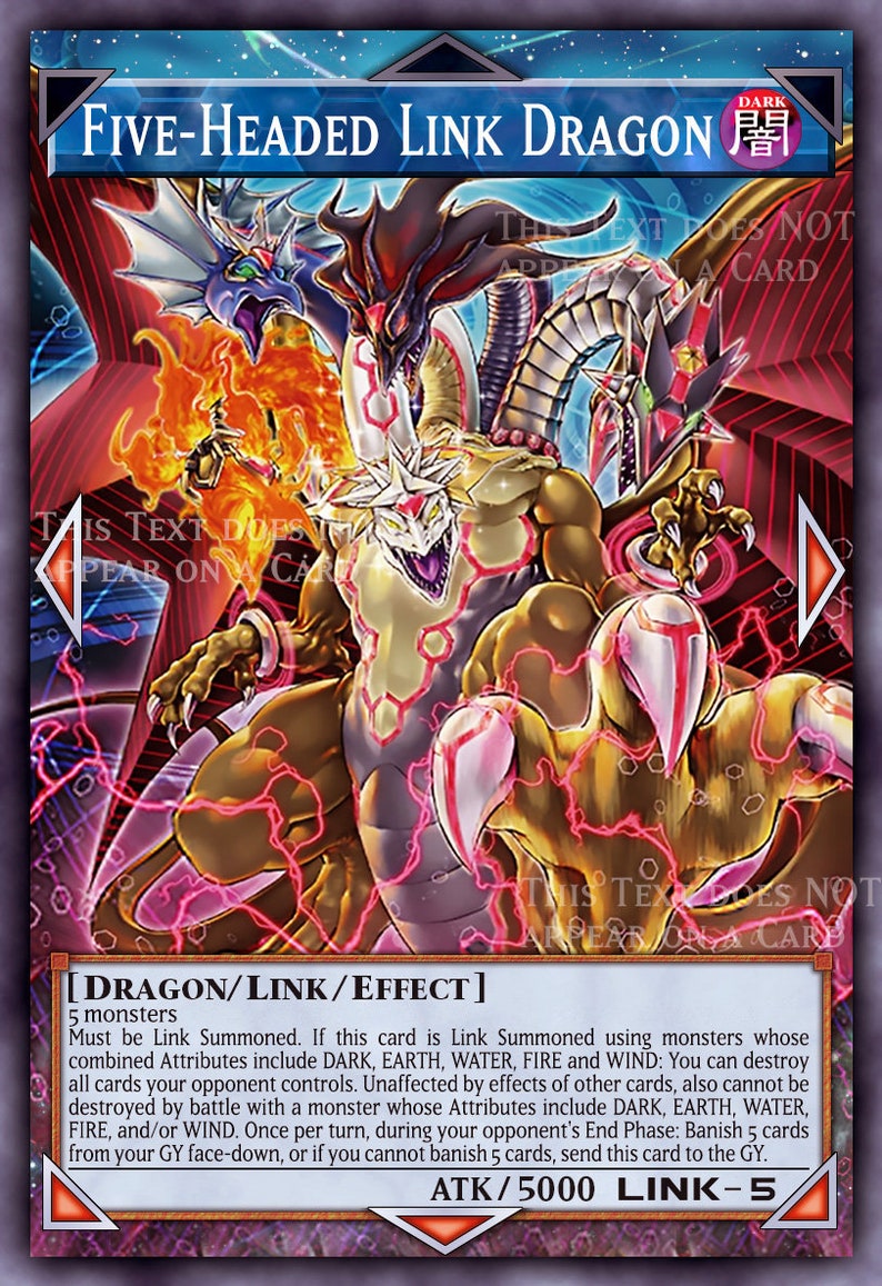 FiveHeaded Link Dragon YUGIOH orica SECRET RARE proxy Etsy