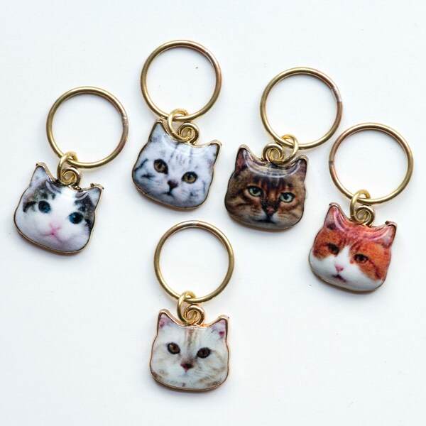 Cat Stitch Markers for knitting, Set of 5, Place Markers, End Markers, Knitting Tools, Knitter Gift