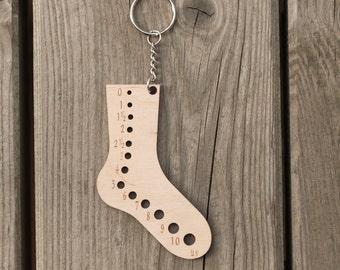 Mini calibre de aguja de tejer calcetín, Llavero de madera, Accesorios para tejer