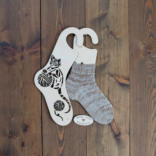 Bloqueur de chaussettes chat, 2 pcs, forme de chaussette en bois, cadeau parfait pour les amateurs de chats à tricoter