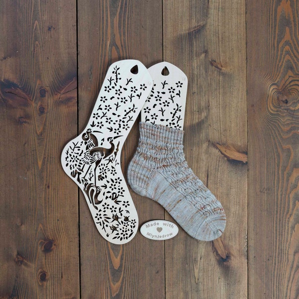 Sock Blockers (Paar), Strickaccessoires aus Holz, handgestrickte Socken, modernes Vogel-Dekor, Stricken Geschenk