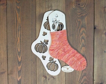 Pumpkin sock blockers - 2 pcs, wooden sock form, knitting tool, Halloween gift for knitter