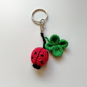 Ladybug and four-leaf clover key ring image 5