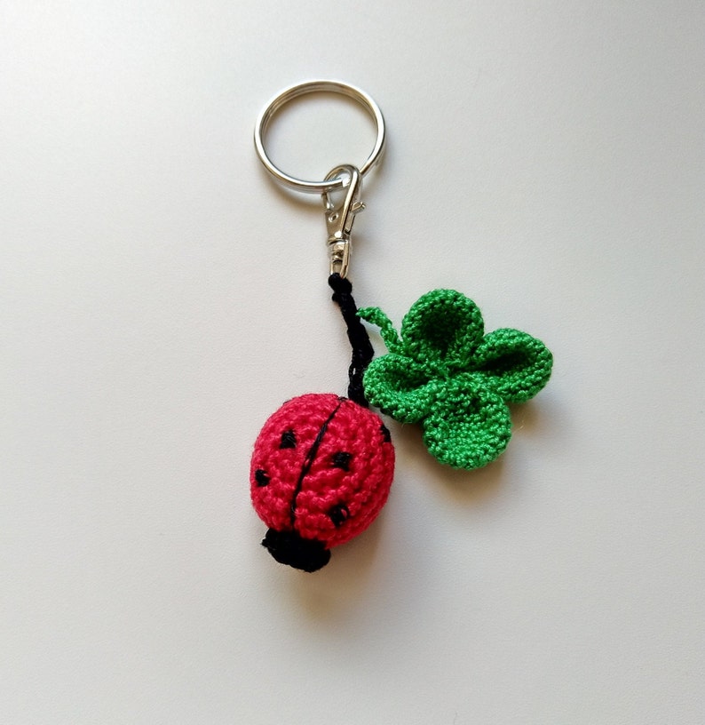 Ladybug and four-leaf clover key ring image 5