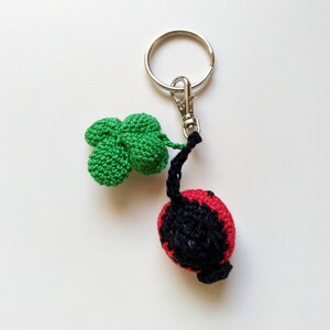 Ladybug and four-leaf clover key ring image 3