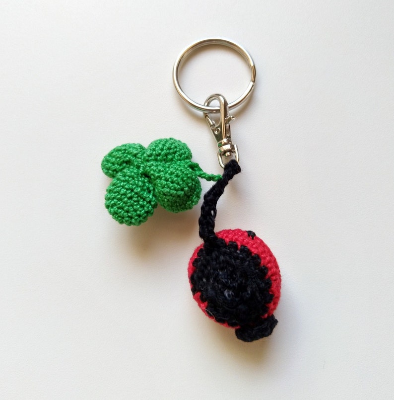 Ladybug and four-leaf clover key ring image 3