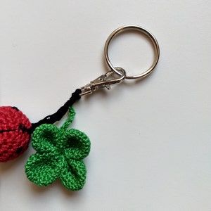 Ladybug and four-leaf clover key ring image 4