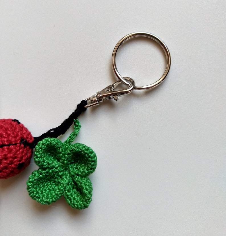 Ladybug and four-leaf clover key ring image 4