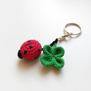 Ladybug and four-leaf clover key ring image 2