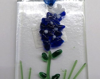 Texas Bluebonnet Fused Glass Suncatcher 2" x 3"