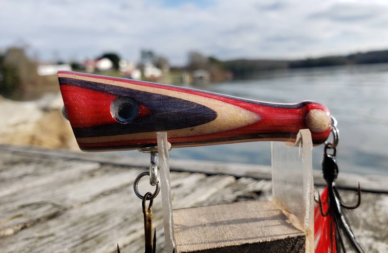 Handmade Topwater Fishing Lure Bass Popper Wooden Fishing Etsy
