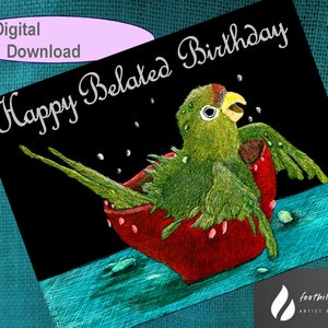 Printable birthday greeting card instant download 5 x 7 inches. Belated Birthday Card.
