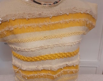 Short-sleeved yellow camaieu women's sweater