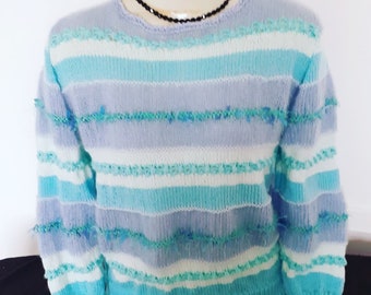 Beautiful luxury sweater GREEN PALE/SKY