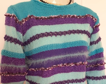 Women's sweater TURQUOISE/PURPLE