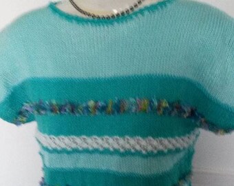 "Shades of green" short sleeve sweater