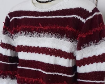 Women's sweaterBORDEAUX/WHITE