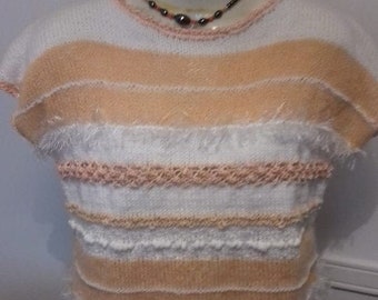 Small short sleeve sweater White/Salmon