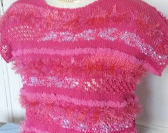 "Fuchsia" short sleeve sweater