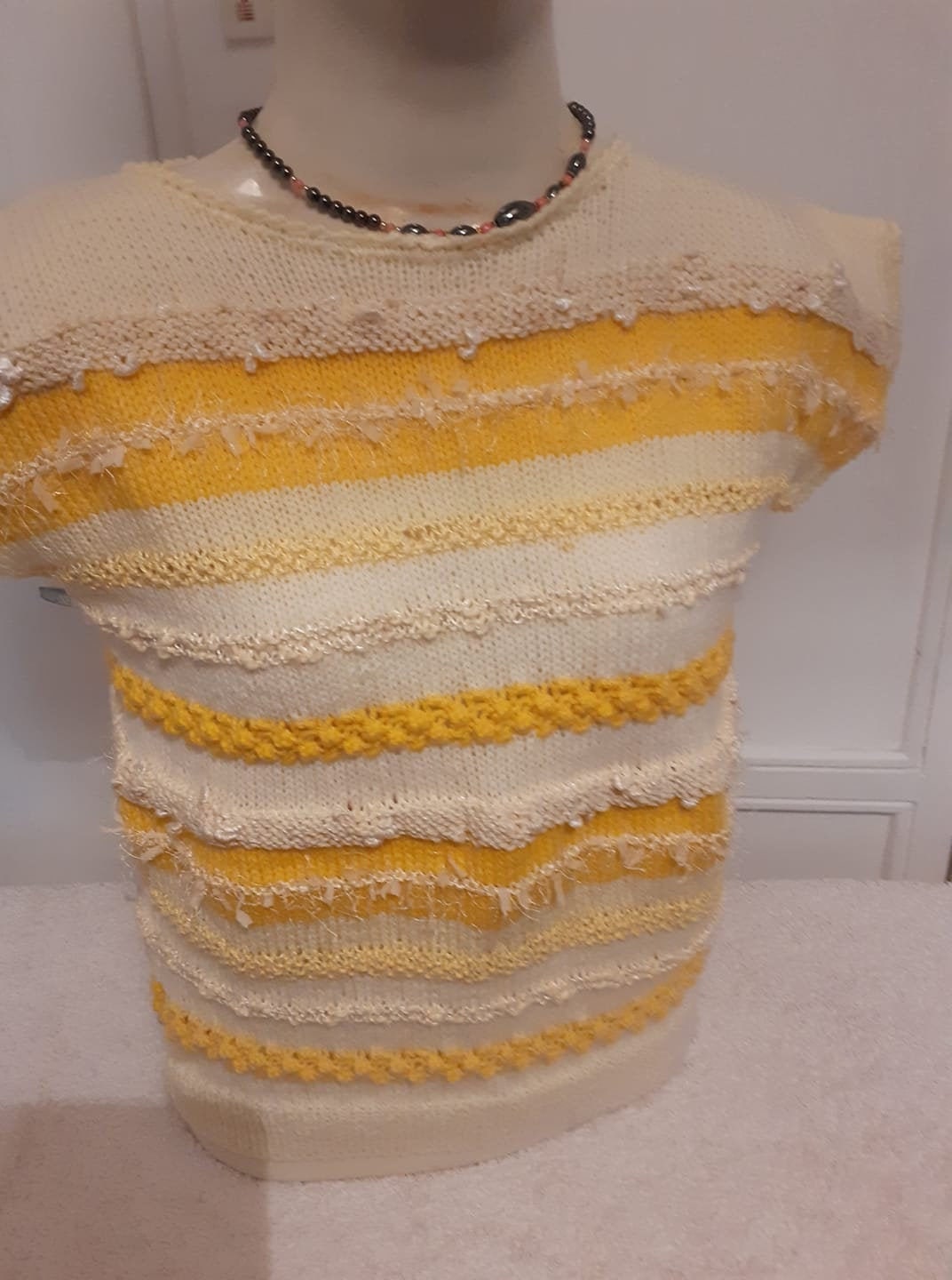 Pull femme camaieu jaune manches courtes Etsy France