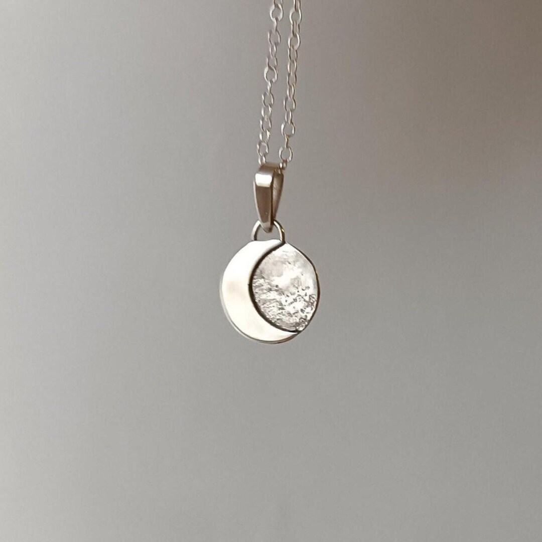 Crescent Moon Necklace – Sterling Silver Lunar Pendant – Handmade Boho ...