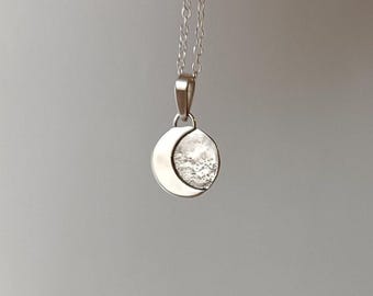 Halsband med mån och halvmåne - Boho Sterling Silver Handgjorda hängande smycken