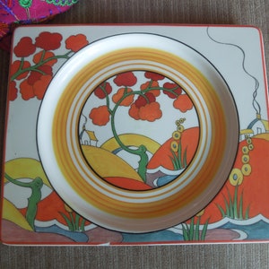 Clarice Cliff Style Bridgewater Reproduction Rectangular Biarritz Plate