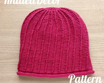 Crochet beanie hat pattern Beanie crochet pattern PDF Crochet hat pattern DIY Crochet winter hat for adult or teen Burgundy beanie pattern