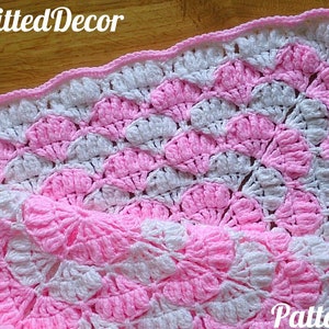 Crochet Baby Blanket Pattern for Girl Pink and White Baby Throw Blanket for Newborn Crochet Pattern Baby Girl Afghan Blanket