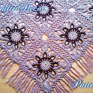 Crochet Shawl Pattern Crochet Triangle Shawl Tutorial Motif Shawl Crochet Pattern Lace Floral Shawl Pattern Boho Shawl Crochet Motif Pattern