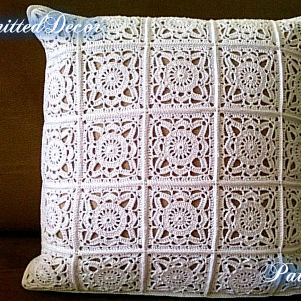 Crochet Pillow Cover Pattern Boho Crochet Pillow Pattern Crochet Pillow Tutorial PDF Pillow Cover 16x16 DIY Pillow Case Floral Lace Pillow