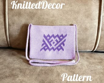 Women mini crossbody bag crochet pattern Handbag crochet pattern Crossbody lilac bag pattern Crochet purse pattern PDF Wednesday bag pattern