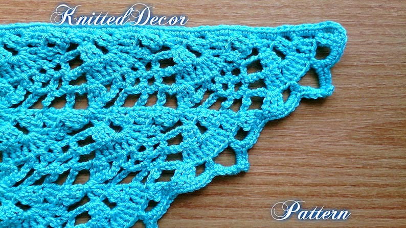 Crochet Shawl Pattern Turquoise Lace Shawl Lacy Crochet Shawl image 8