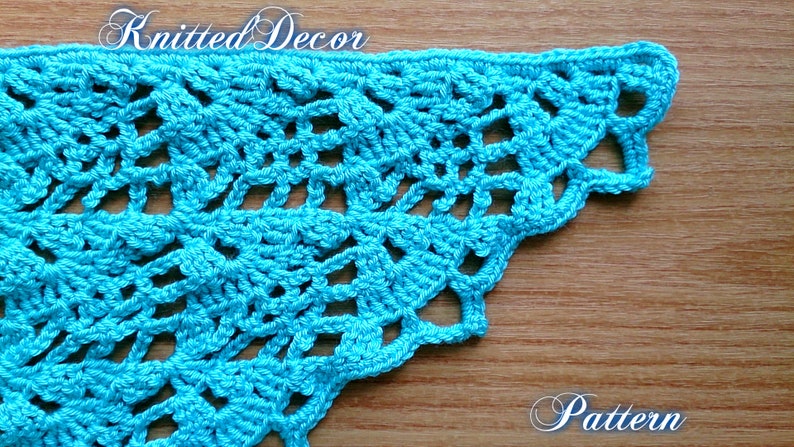 Crochet Shawl Pattern Turquoise Lace Shawl Lacy Crochet Shawl image 8