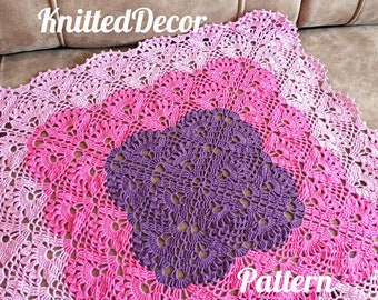 Crochet baby blanket pattern Crochet afghan pattern Pink blanket crochet pattern Crochet blanket for newborn girl Pink floral blanket PDF