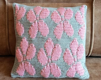Crochet pillow pattern Crochet cushion pattern Decorative pillow cover crochet pattern Textured pillow case pattern Pink bouquet pillow DIY
