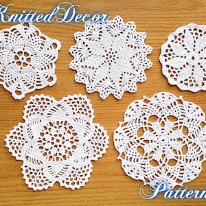 Crochet Doily Pattern PDF 5 Crochet Coaster Pattern Small Doily Pattern Easy Doily Crochet Pattern Boho Crochet Pattern 5 Coasters set DIY