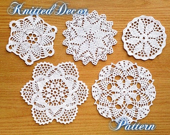 Patrón de tapete de ganchillo en PDF, 5 patrones de posavasos de ganchillo, patrón de tapete pequeño, patrón de tapete de ganchillo fácil, patrón de ganchillo boho, juego de 5 posavasos DIY