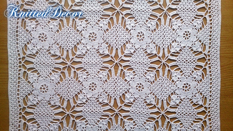 Crochet Doily Pattern Square Doily Crochet Pattern Free Tablecloth Pattern Crochet Tablecloth Pattern Square Tablecloth PDF Square Motif PDF