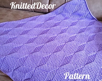 Crochet baby blanket pattern 3D Afghan pattern Textured rectangle reversible blanket Baby blanket for girl or boy pattern Artdeco blanket