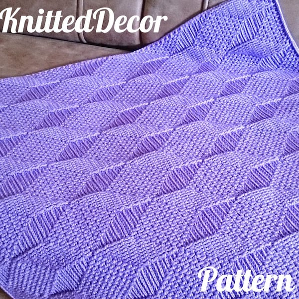 Crochet baby blanket pattern 3D Afghan pattern Textured rectangle reversible blanket Baby blanket for girl or boy pattern Artdeco blanket