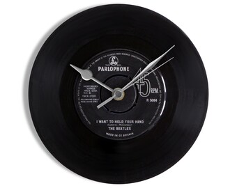 The Beatles "I Want To Hold Your Hand" 7" Vinyl Record Wall Clock UK NUMBER ONE 12 Dec - 15 Jan 1964