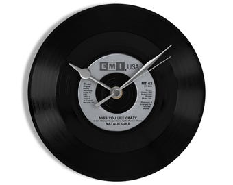 Natalie Cole "Miss You Like Crazy" 7" Vinyl Record Wall Clock