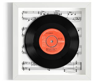 Elvis Presley "(Marie's the Name) His Latest Flame" Framed 7" Vinyl Record UK NUMBER ONE 9 Nov - 6 Dec 1961