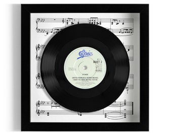 Aretha Franklin & George Michael "I Knew You Where Waiting" Framed 7" Vinyl Record UK NUMBER ONE 1 - 14 Feb 1987