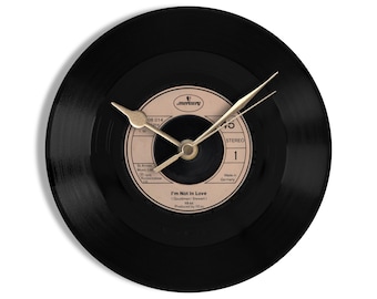 10cc "I'm Not In Love" 7" Vinyl Record Wall Clock UK NUMBER ONE 22 Jun - 5 Jul 1975