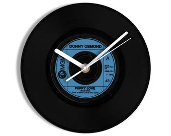 Donny Osmond "Puppy Love" 7" Vinyl Record Wall Clock UK NUMBER ONE 2 Jul - 5 Aug 1972