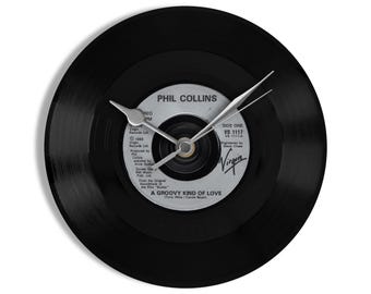 Phil Collins "A Groovy Kind Of Love" 7" Vinyl Record Wall Clock UK NUMBER ONE 4 Sep - 17 Sep 1988