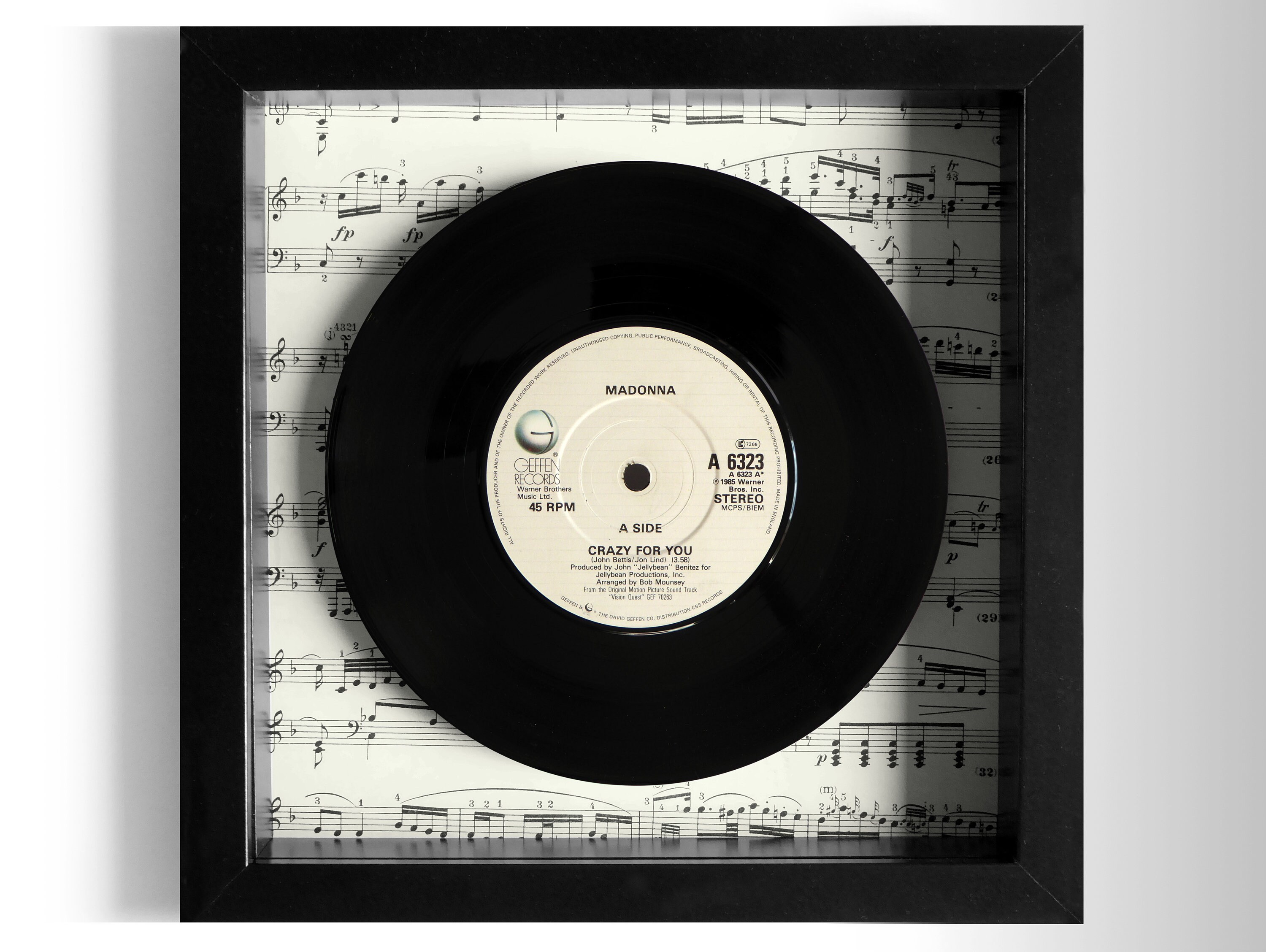 Madonna Crazy For You Framed 7 Vinyl Record Madonna Crazy For You Framed 7 Vinyl Record